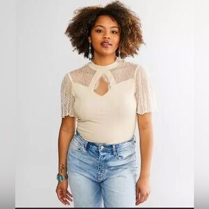 RED by BKE Pieced Lace Top - Medium